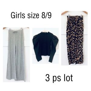 Girls Clothes Lot Size 8/9 SHEIN Black Top Cheetah Print Pants Gray Knit Pants
